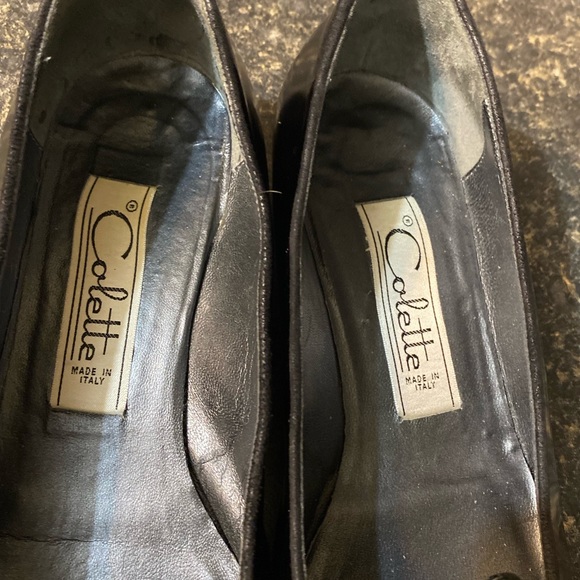 COLETTE Italian Made Black Patten Heel Loafers Shoes Size  6 - Picture 6 of 12